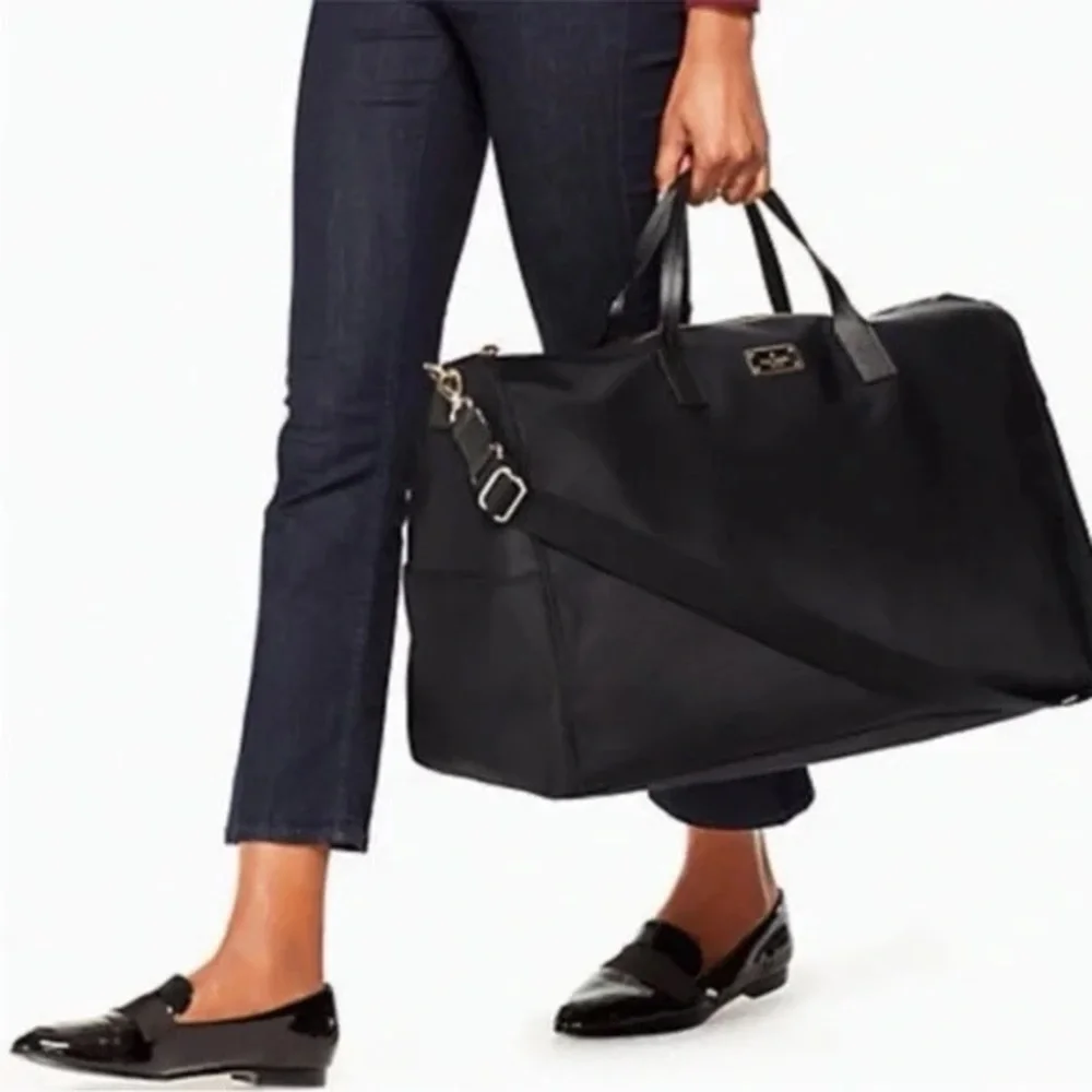 Kate Spade Classic Black Nylon Duffle Weekend Bag - Picture 2 of 13
